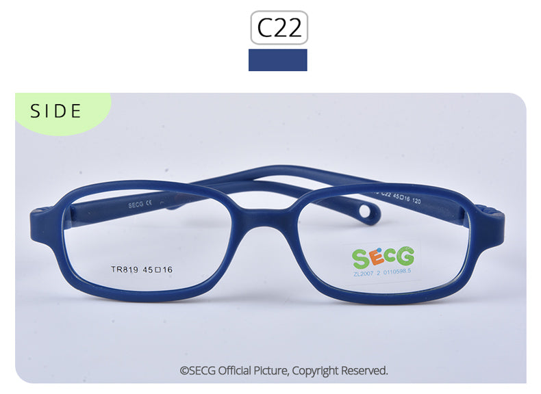 Secg's Unisex Children's Full Rim Rectangle Tr 90 Titanium Eyeglasses Tr819 Full Rim Secg