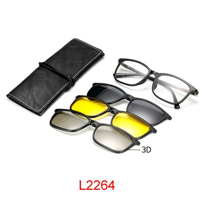 Ralferty Multi-Function Magnetic Polarized Clip On Sunglasses Men Women Ultra-Light Tr90 3D Yellow Night Vision Glasses Clip On Sunglasses Ralferty L2264 Black 