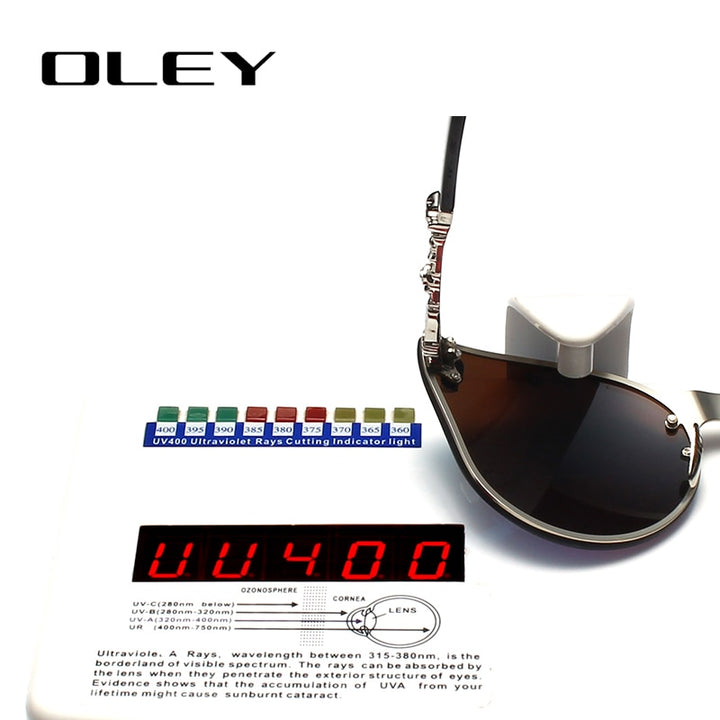 Oley Luxury Brand Women Gothic Mirror Sunglasses Skull Frame Metal Temple Y7001 Sunglasses Oley
