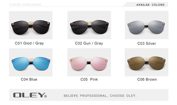 Oley Luxury Brand Women Gothic Mirror Sunglasses Skull Frame Metal Temple Y7001 Sunglasses Oley