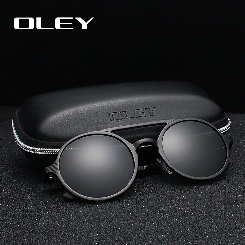 Oley Brand Men's Round Aluminum-Magnesium Polarized Sunglasses Women Anti-Glare Unisex Y7576 Sunglasses Oley   