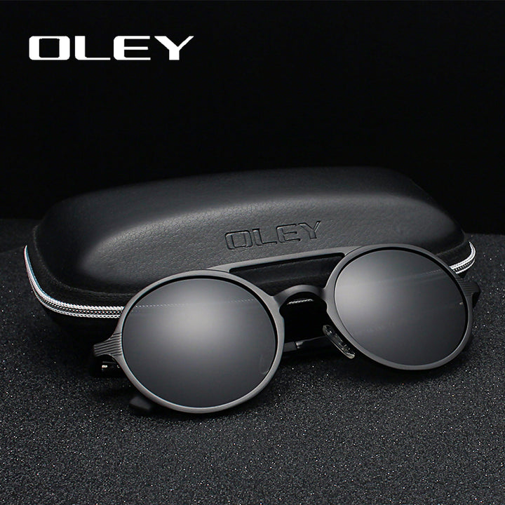 Oley Brand Men's Round Aluminum-Magnesium Polarized Sunglasses Women Anti-Glare Unisex Y7576 Sunglasses Oley
