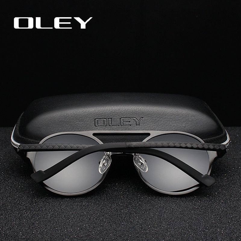 Oley Brand Men's Round Aluminum-Magnesium Polarized Sunglasses Women Anti-Glare Unisex Y7576 Sunglasses Oley