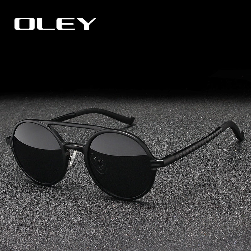 Oley Brand Men's Round Aluminum-Magnesium Polarized Sunglasses Women Anti-Glare Unisex Y7576 Sunglasses Oley