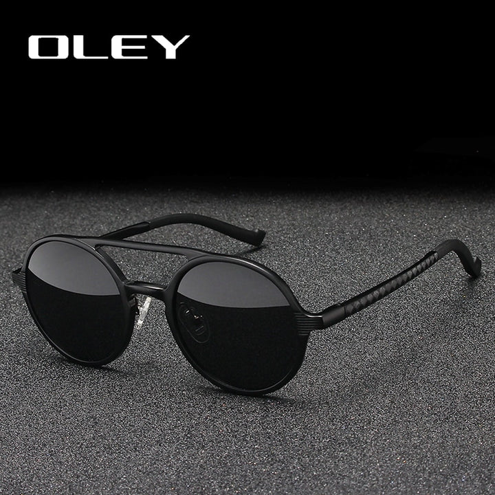 Oley Brand Men's Round Aluminum-Magnesium Polarized Sunglasses Women Anti-Glare Unisex Y7576 Sunglasses Oley