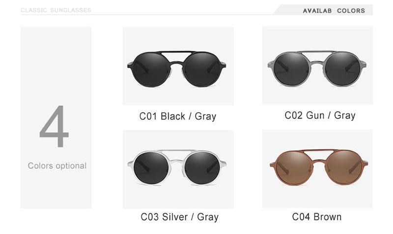 Oley Brand Men's Round Aluminum-Magnesium Polarized Sunglasses Women Anti-Glare Unisex Y7576 Sunglasses Oley