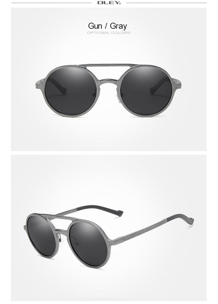 Oley Brand Men's Round Aluminum-Magnesium Polarized Sunglasses Women Anti-Glare Unisex Y7576 Sunglasses Oley