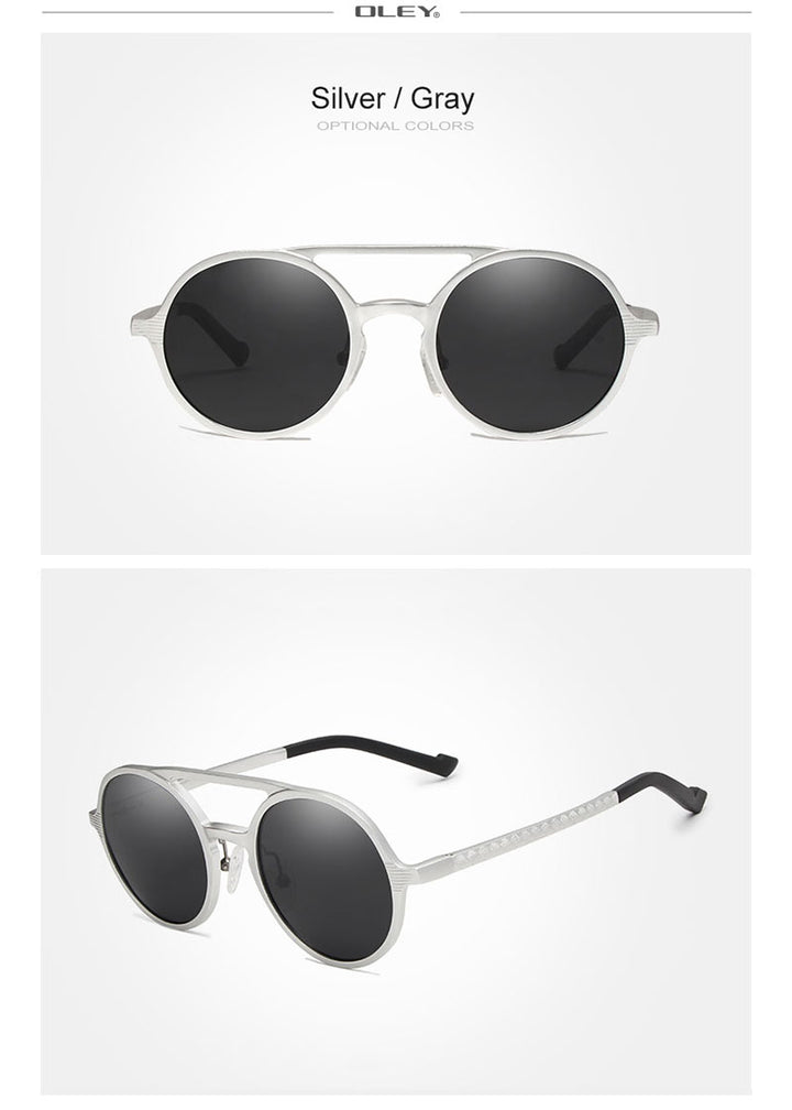 Oley Brand Men's Round Aluminum-Magnesium Polarized Sunglasses Women Anti-Glare Unisex Y7576 Sunglasses Oley