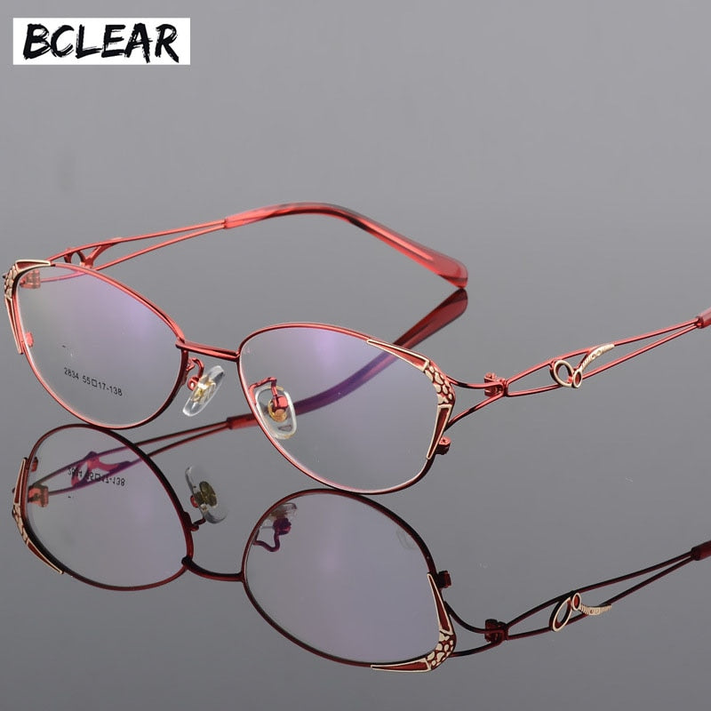 Bclear Women's Full Rim Square Cat Eye Alloy Eyeglasses S2834 Full Rim Bclear