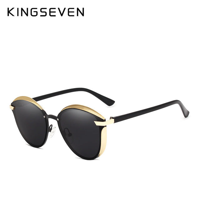 Kingseven Brand Design Cat Eye Sunglasses Women Polarized Alloy Frame+Tr90 N-7824F1 Sunglasses KingSeven Black