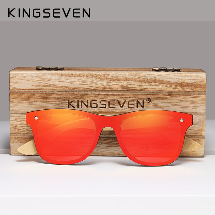 Kingseven Siamese Lens Sunglasses Men Bamboo Women Red Mirror Y5788F1 Sunglasses KingSeven