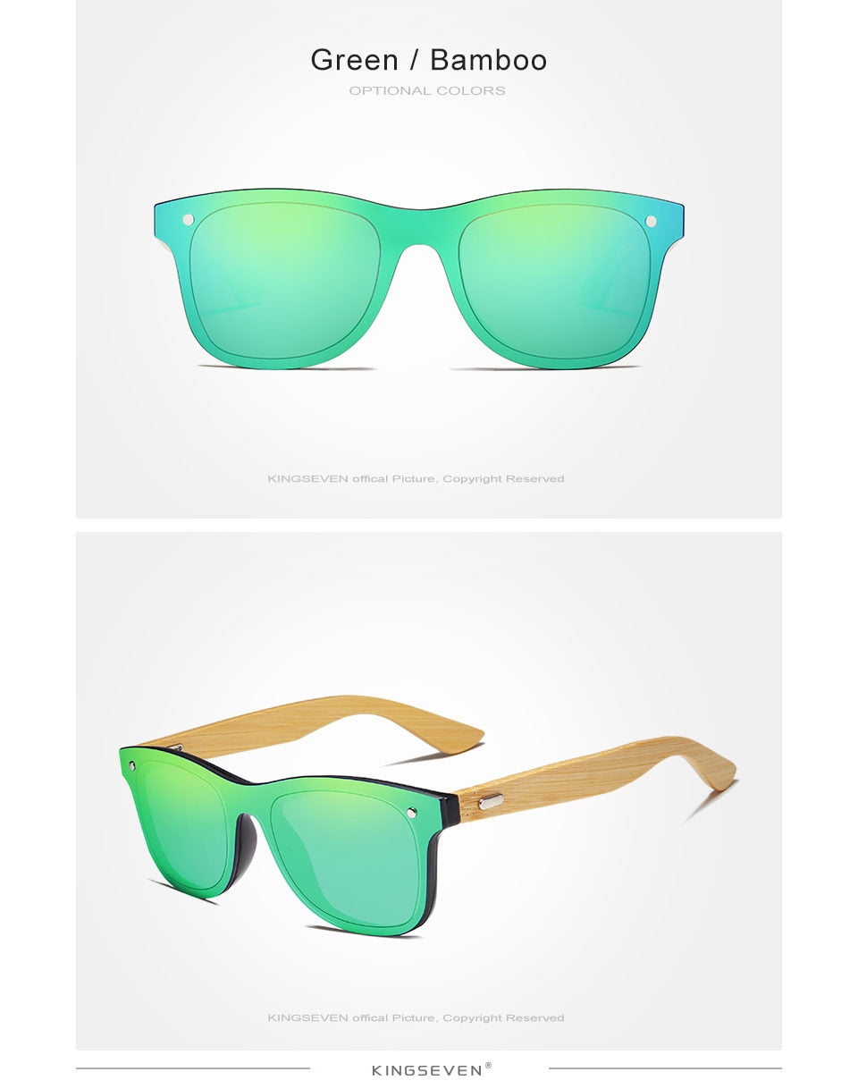 Kingseven Siamese Lens Sunglasses Men Bamboo Women Red Mirror Y5788F1 Sunglasses KingSeven