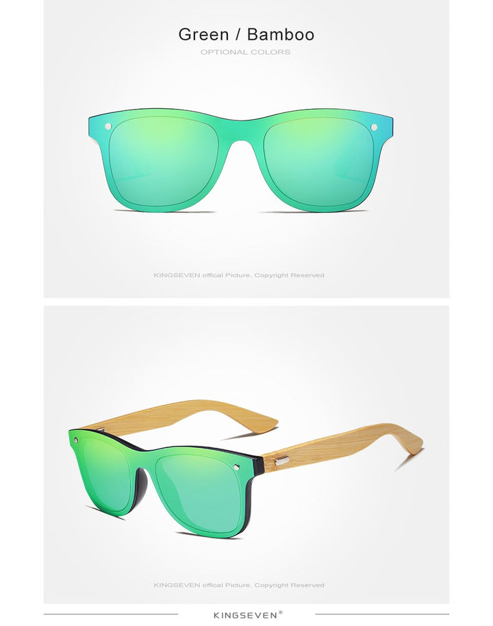 Kingseven Siamese Lens Sunglasses Men Bamboo Women Red Mirror Y5788F1 Sunglasses KingSeven