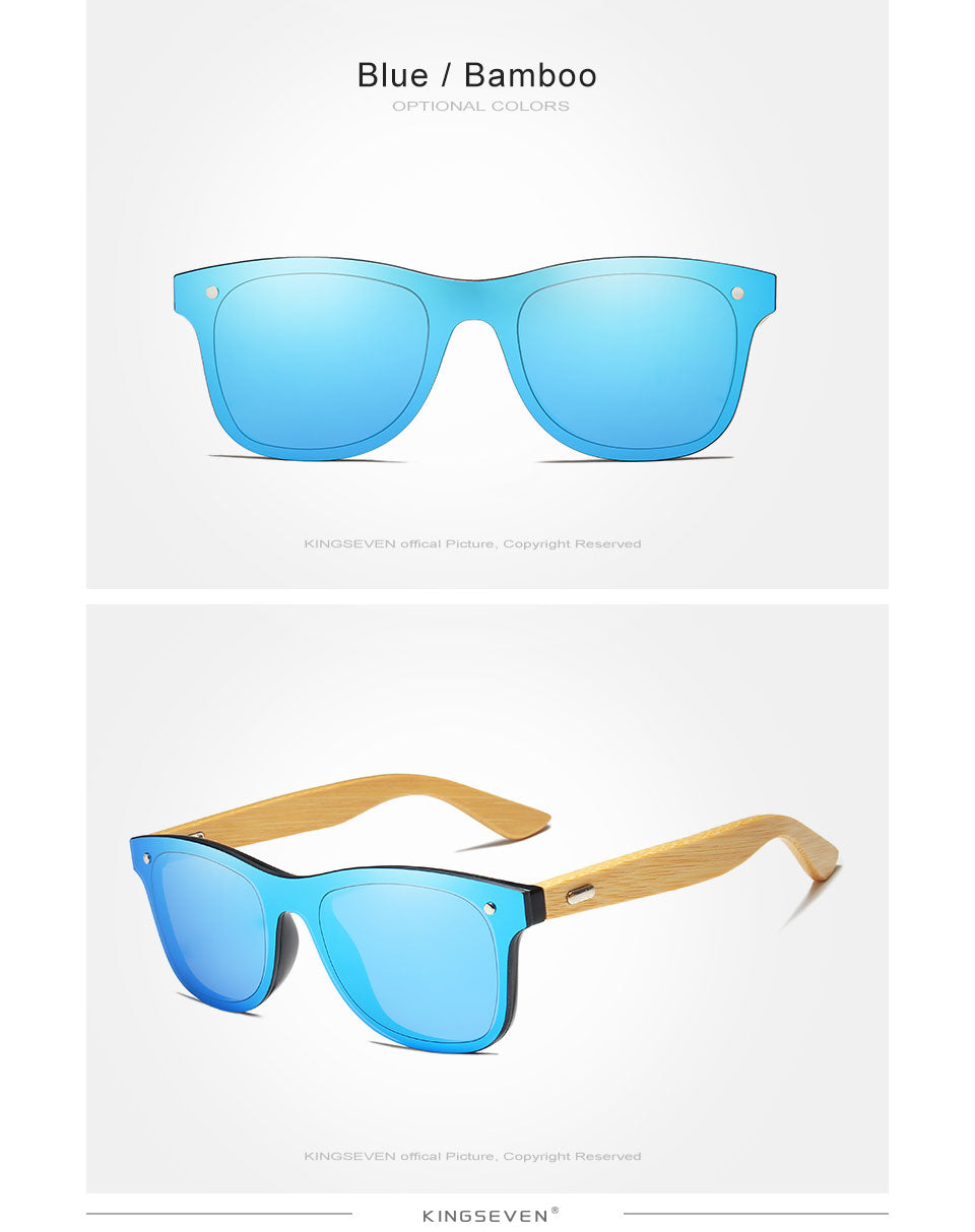 Kingseven Siamese Lens Sunglasses Men Bamboo Women Red Mirror Y5788F1 Sunglasses KingSeven