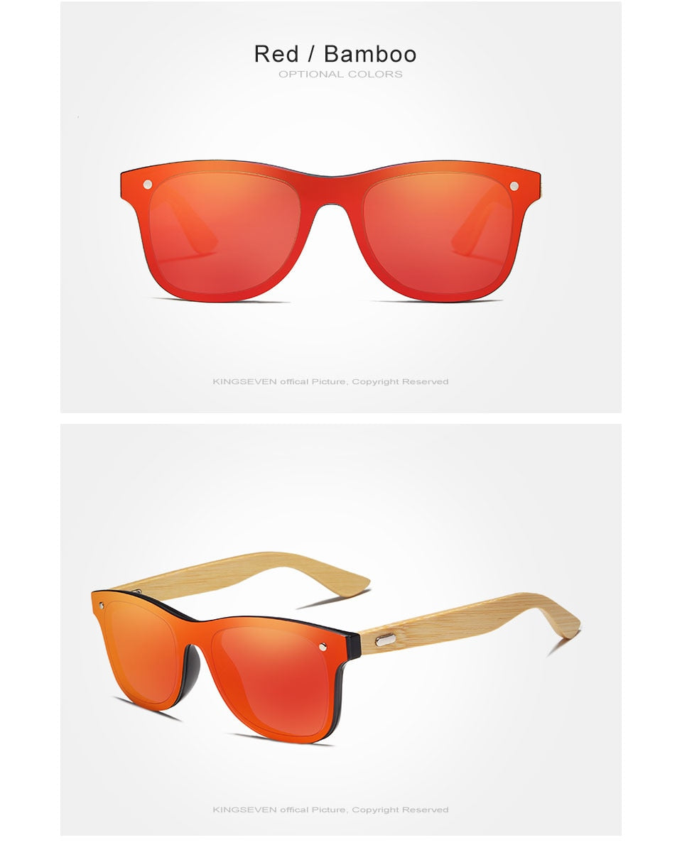 Kingseven Siamese Lens Sunglasses Men Bamboo Women Red Mirror Y5788F1 Sunglasses KingSeven