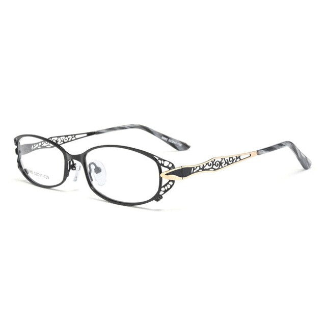 Hotochki Women's Full Rim Rectangle Alloy Reading Glasses 9003 Reading Glasses Hotochki +100 Black
