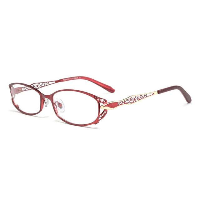 Hotochki Women's Full Rim Rectangle Alloy Reading Glasses 9003 Reading Glasses Hotochki +100 Red