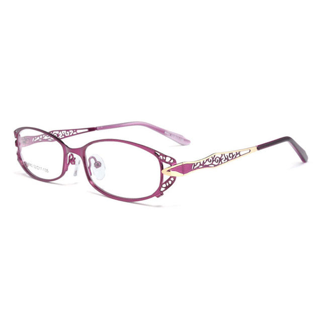Hotochki Women's Full Rim Rectangle Alloy Reading Glasses 9003 Reading Glasses Hotochki +100 Purple