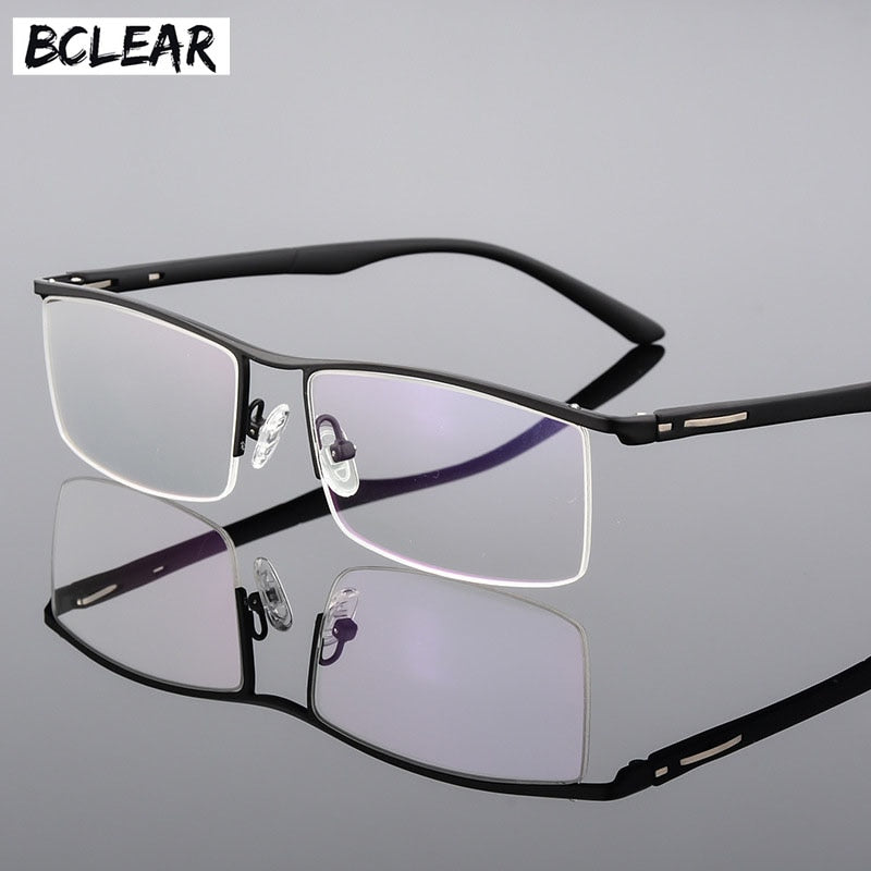 Bclear Men's Semi Rim Square Tr 90 Alloy Eyeglasses P8831 Semi Rim Bclear