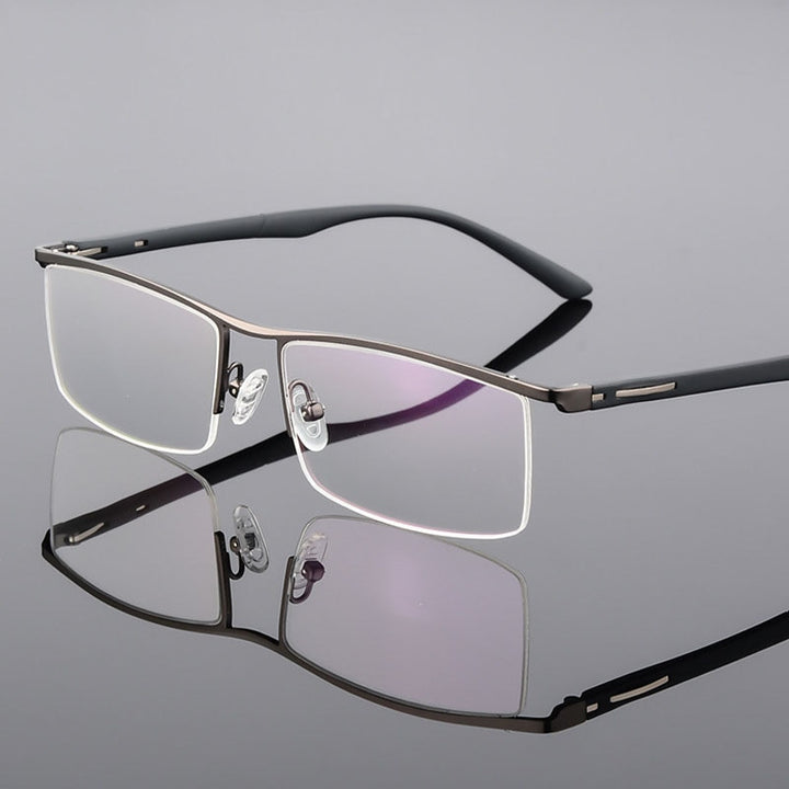 Bclear Men's Semi Rim Square Tr 90 Alloy Eyeglasses P8831 Semi Rim Bclear