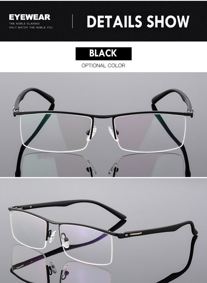 Bclear Men's Semi Rim Square Tr 90 Alloy Eyeglasses P8831 Semi Rim Bclear