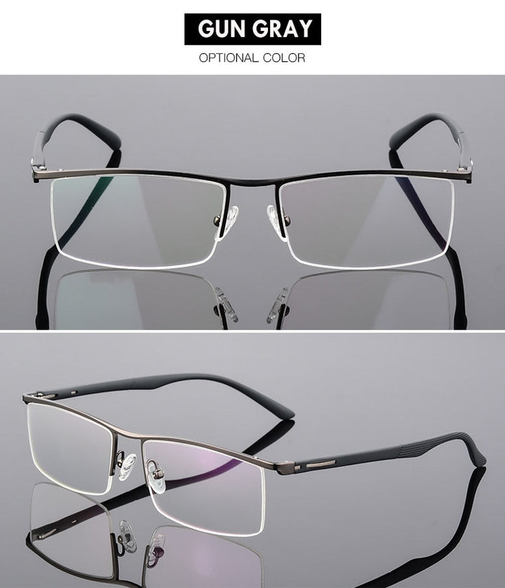 Bclear Men's Semi Rim Square Tr 90 Alloy Eyeglasses P8831 Semi Rim Bclear