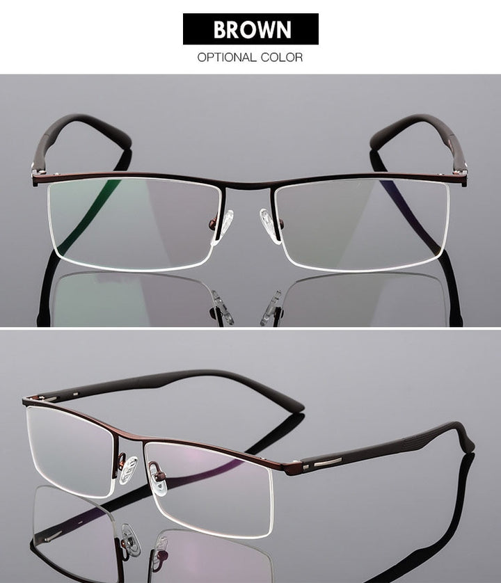 Bclear Men's Semi Rim Square Tr 90 Alloy Eyeglasses P8831 Semi Rim Bclear