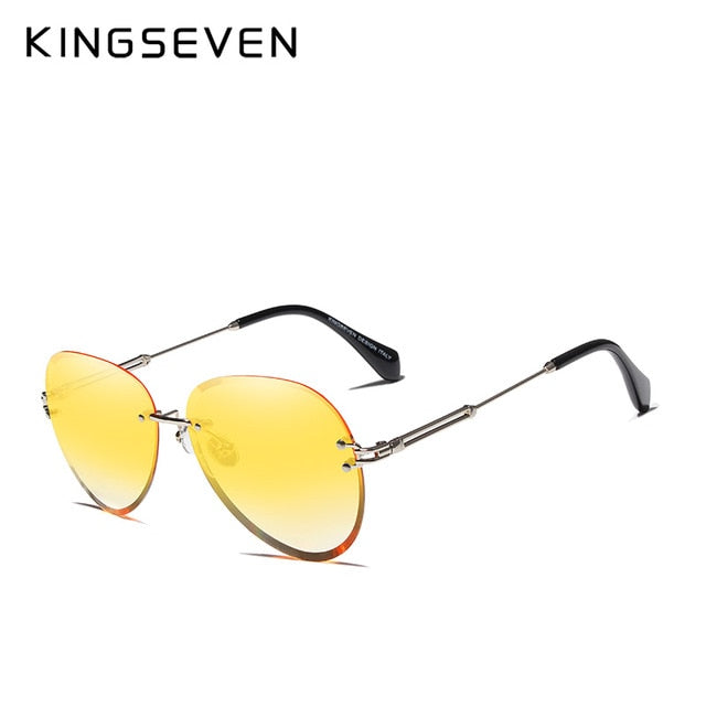 Kingseven Rimless Women Sunglasses Gradient N802Ns Sunglasses KingSeven Yellow Gradient