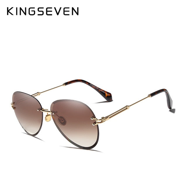 Kingseven Rimless Women Sunglasses Gradient N802Ns Sunglasses KingSeven Brown Gradient