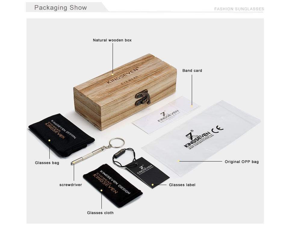 Kingseven Bubinga Wooden Men's Sunglasses Women Polarized Rimless Nb-5504 Sunglasses KingSeven