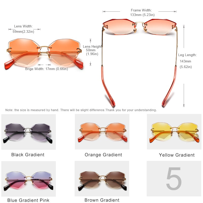 Kingseven Rimless Cat Eye Sunglasses Women Gradient N801 Sunglasses KingSeven