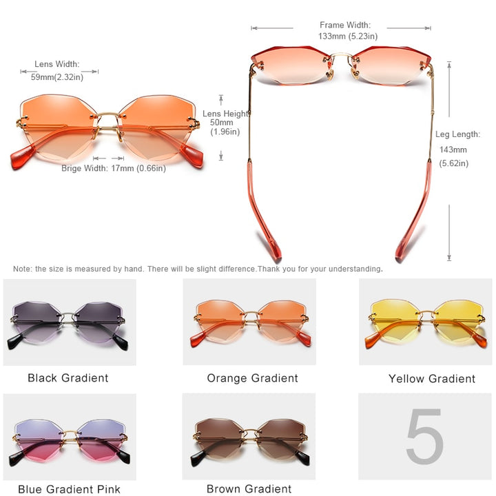 Kingseven Rimless Cat Eye Sunglasses Women Gradient N801 Sunglasses KingSeven