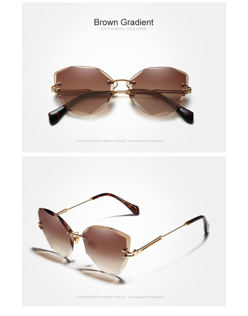 Kingseven Rimless Cat Eye Sunglasses Women Gradient N801 Sunglasses KingSeven