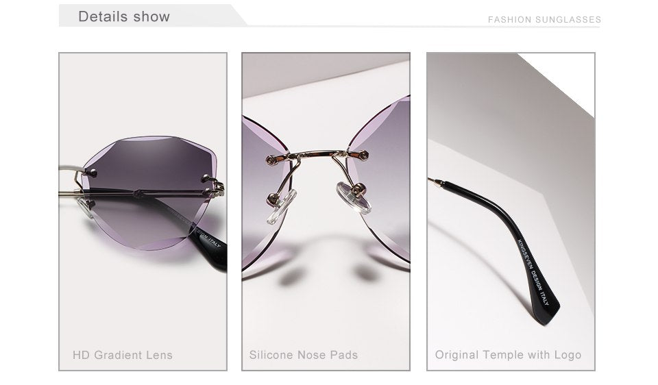 Kingseven Rimless Cat Eye Sunglasses Women Gradient N801 Sunglasses KingSeven