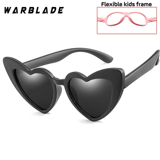 Warblade Children Sunglasses Kids Polarized Love Heart Boys Girls Sunglasses Warblade black gray