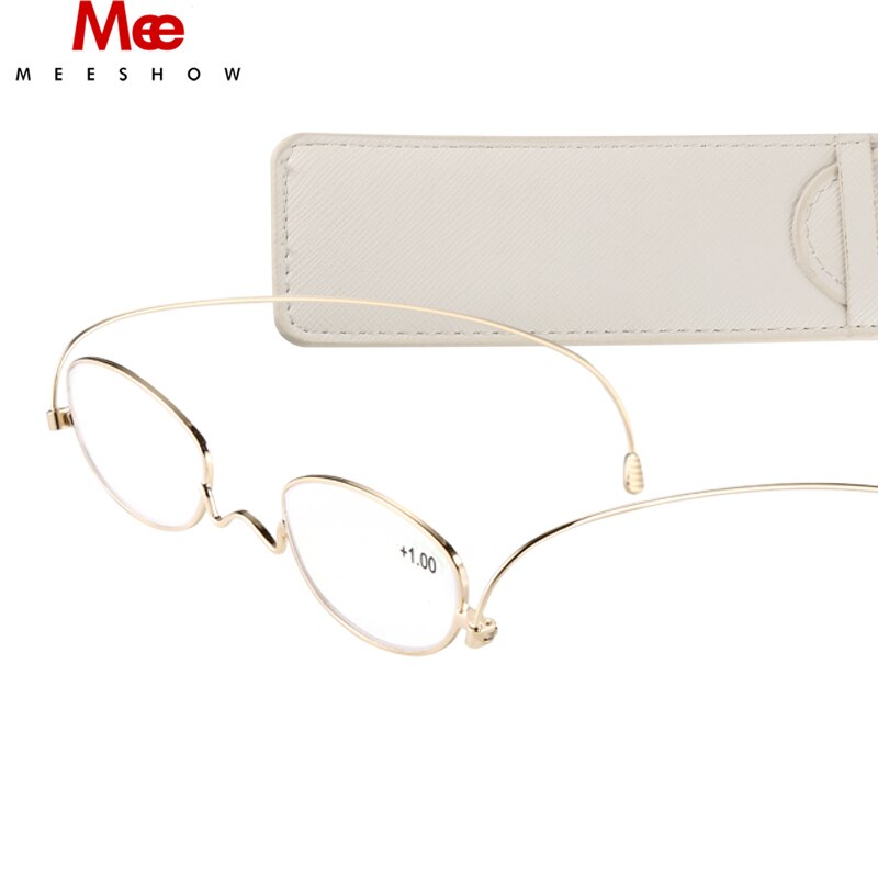 Meeshow Unisex Full Rim Oval Titanium Reading Glasses 0390 Reading Glasses Meeshow