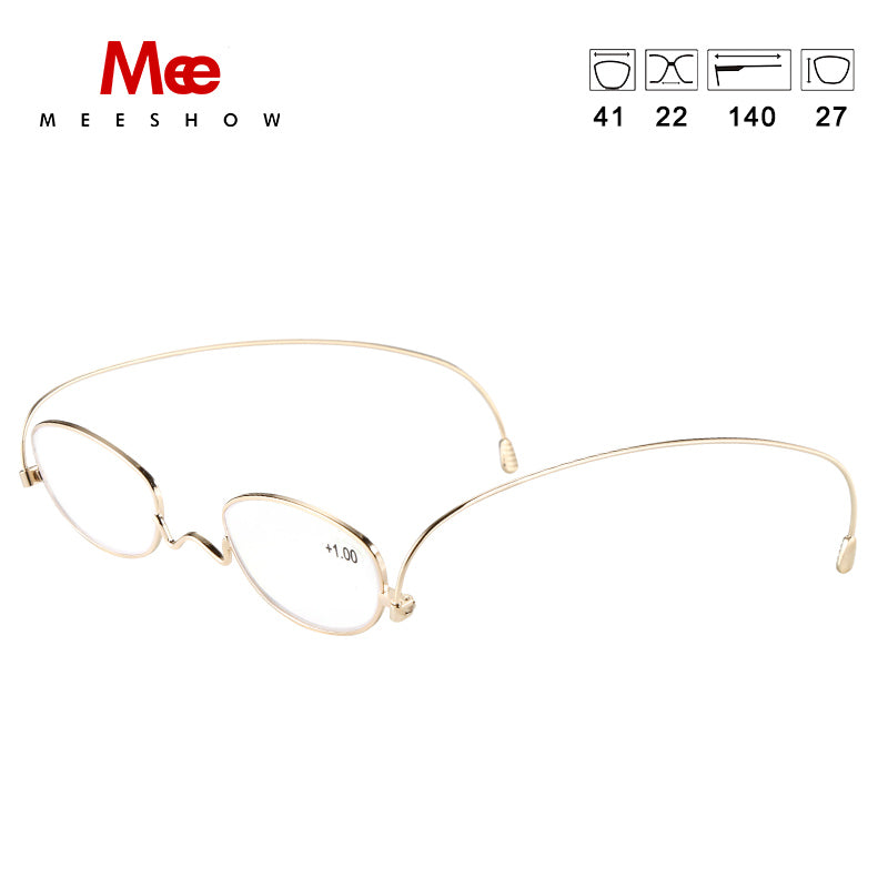 Meeshow Unisex Full Rim Oval Titanium Reading Glasses 0390 Reading Glasses Meeshow