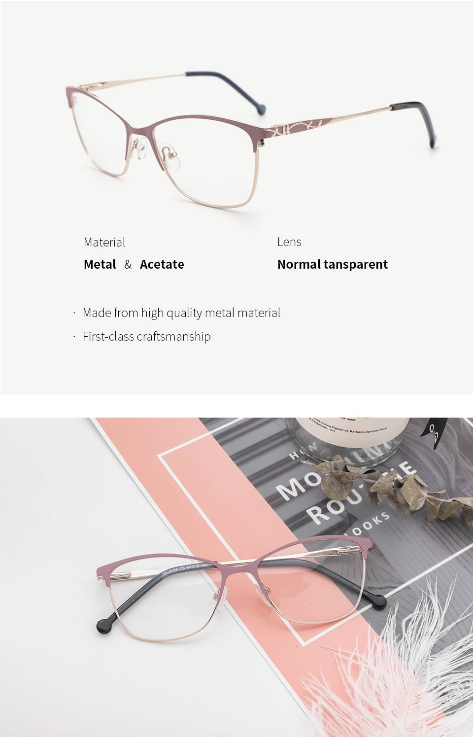 Kansept Women's Full Rim Cat Eye Alloy Eyeglasses Tf2198C5 Full Rim Kansept