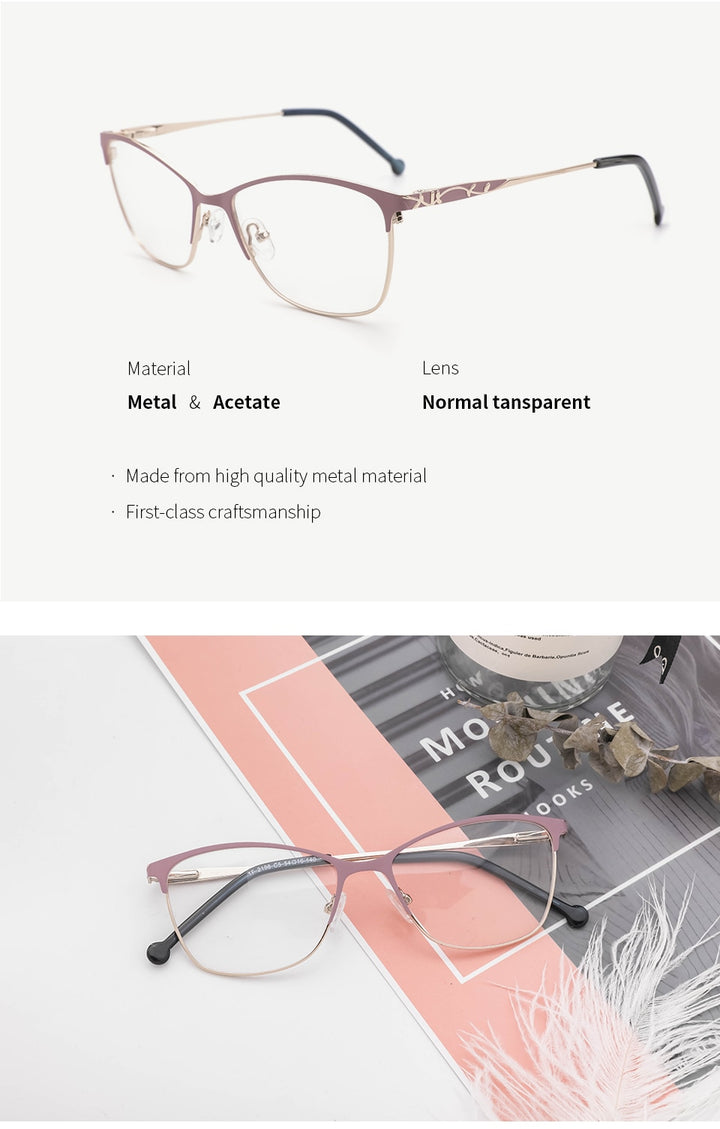 Kansept Women's Full Rim Cat Eye Alloy Eyeglasses Tf2198C5 Full Rim Kansept