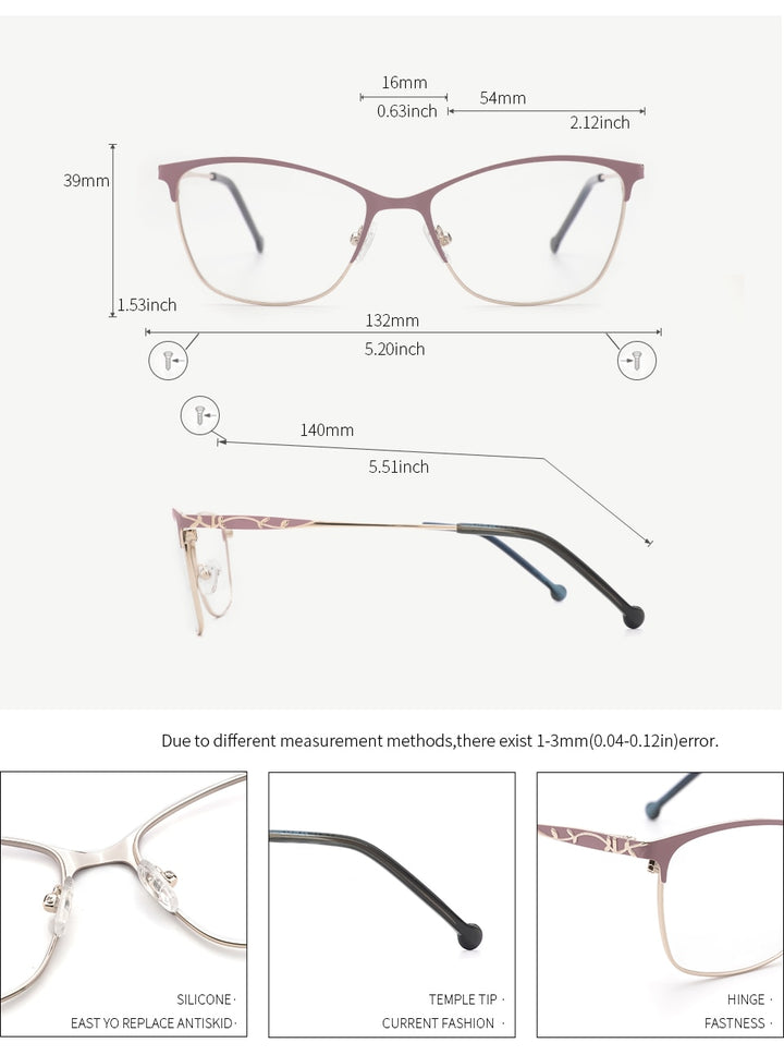 Kansept Women's Full Rim Cat Eye Alloy Eyeglasses Tf2198C5 Full Rim Kansept