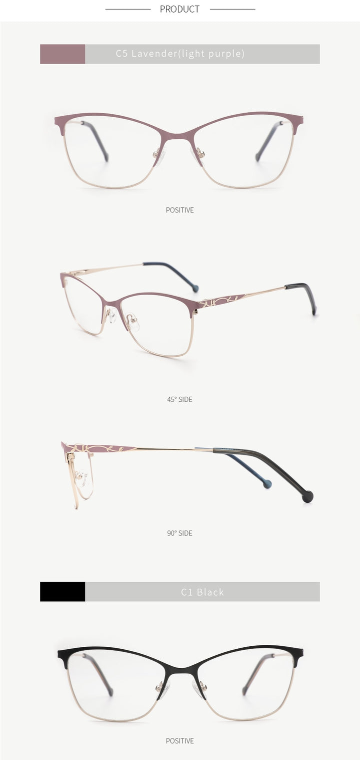 Kansept Women's Full Rim Cat Eye Alloy Eyeglasses Tf2198C5 Full Rim Kansept