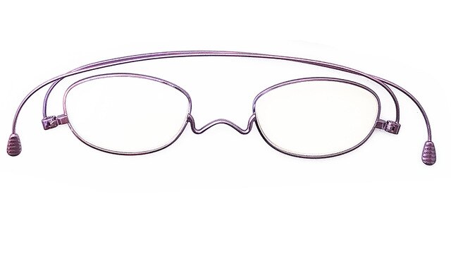 Meeshow Unisex Full Rim Oval Titanium Reading Glasses 0390 Reading Glasses Meeshow +300 Purple