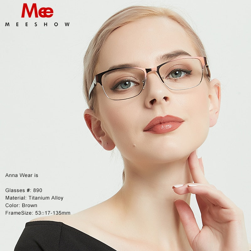 Meeshow Women's Eyeglasses Titanium Alloy 809 Full Rim Meeshow