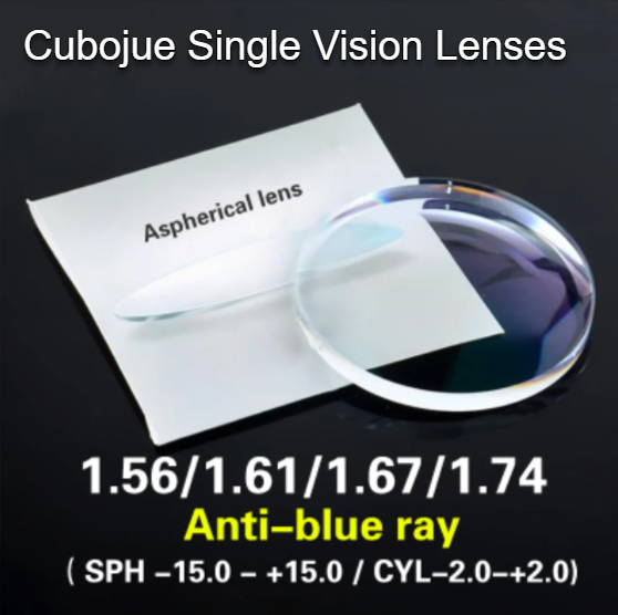 Cubojue Polycarbonate Single Vision Aspheric Anti Blue Light Clear Lenses Lenses Cubojue Lenses   
