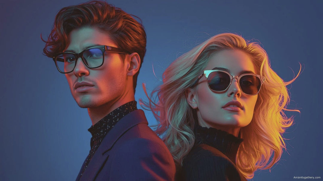 Rimless vs full-frame glasses — man and woman wearing premium eyewear styles at FuzWeb