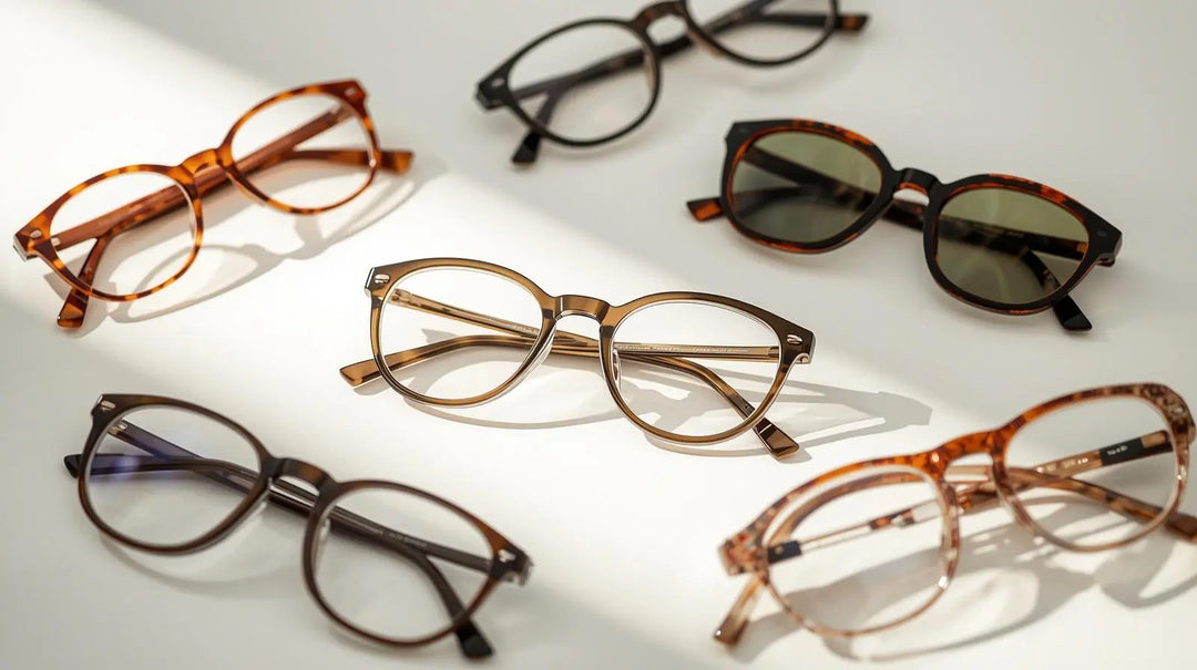 Acetate eyeglass frames in round, square, and polygon styles — FuzWeb Eyewear