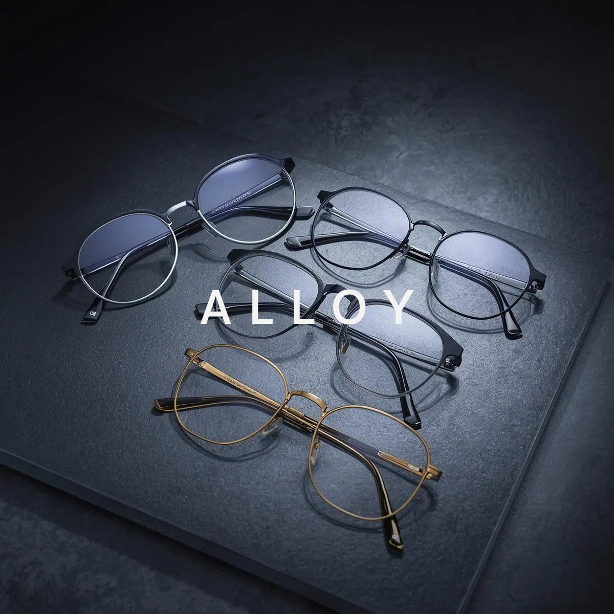 The FuzWeb Alloy collection, a versatile range of durable and stylish metallic eyewear for men and women, including titanium, acetate, and metal alloy frames in various full-rim and semi-rim styles.