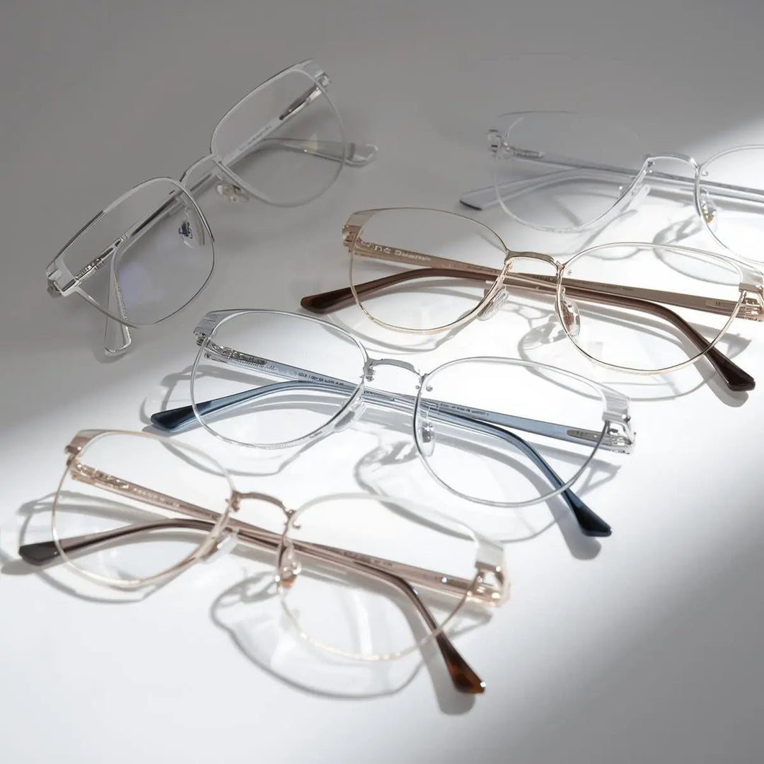 Brightzone rimless titanium alloy eyeglasses — lightweight anti blue light and gradient tint frames — FuzWeb