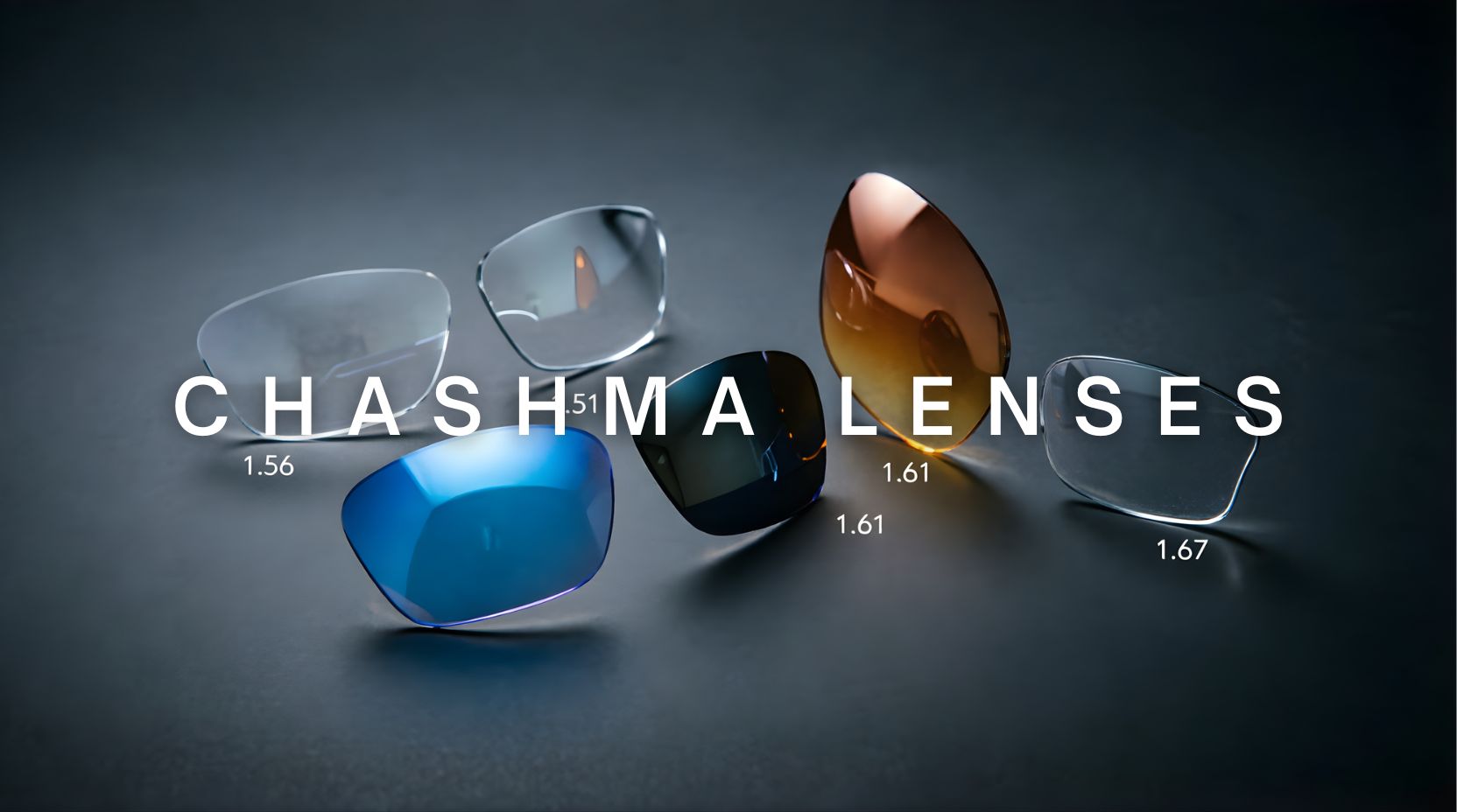FuzWeb Chashma Lenses Collection featuring progressive, photochromic, anti-blue light, and gradient tinted single vision lenses with 1.56, 1.61, and 1.67 index options for clear comfortable vision
