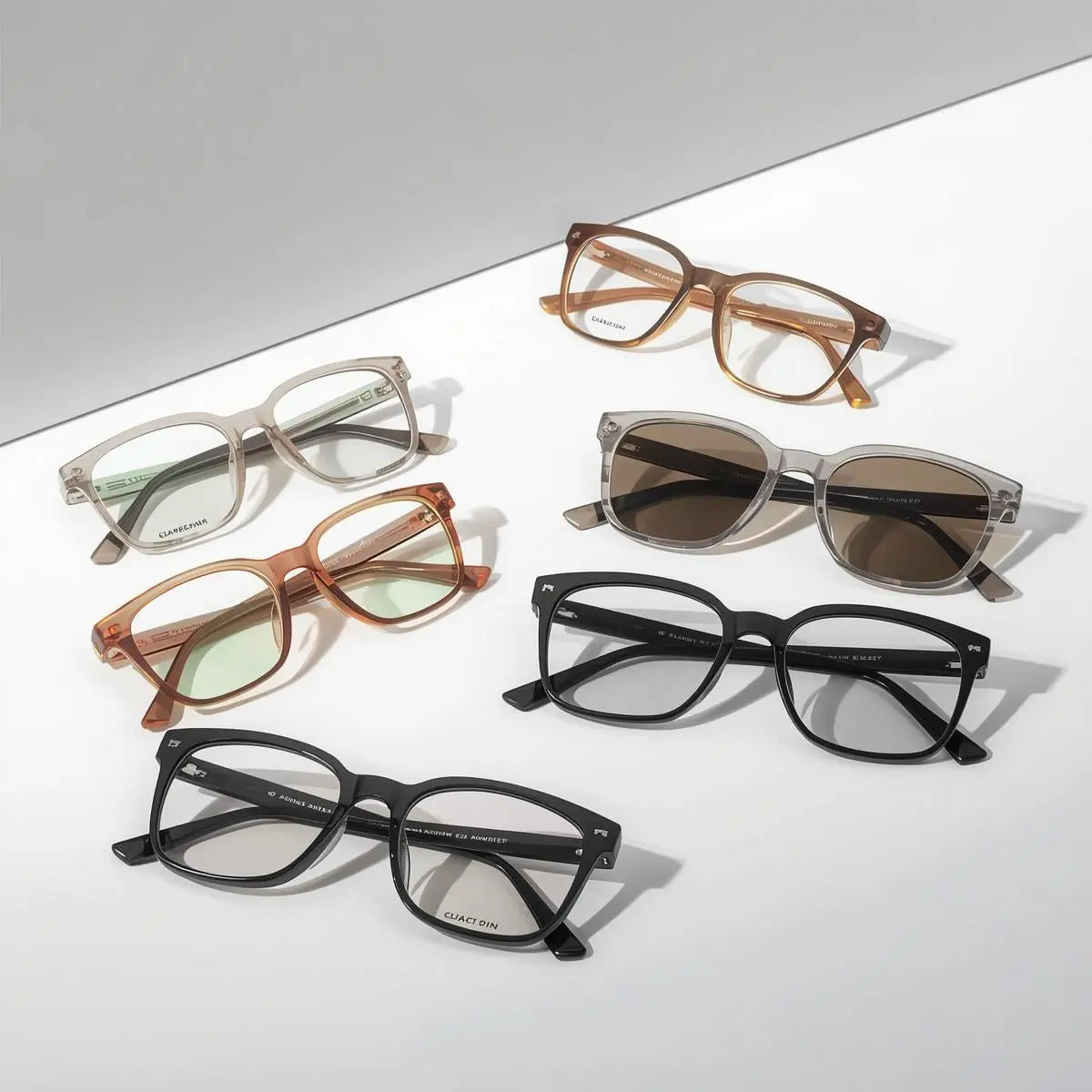 Plastic eyeglasses collection — PC resin acetate Ultem full rim square and clip-on frames for men and women — FuzWeb